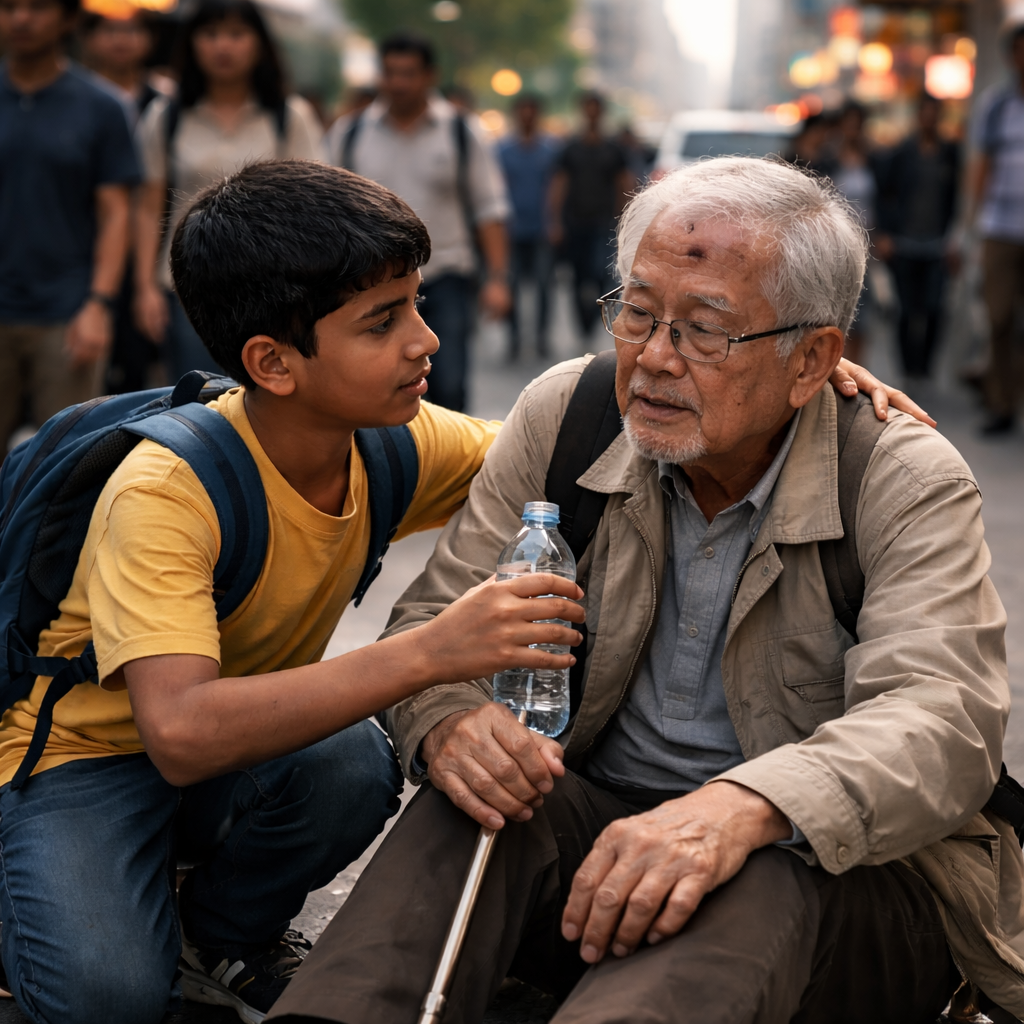 How One Indian Boy’s Selfless Act in a Busy Street Sparked a Global Conversation on Humanity