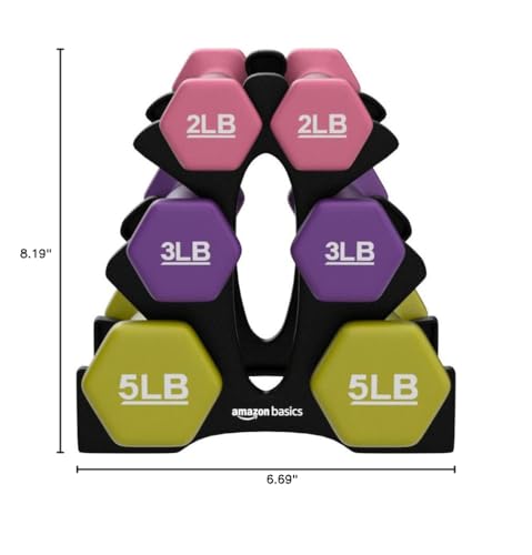 Amazon Basics Neoprene Dumbbell Hand Weights, 5 Pounds, Pair, Green