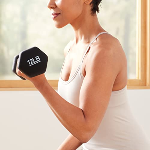 Amazon Basics Neoprene Dumbbell Hand Weights, 5 Pounds, Pair, Green