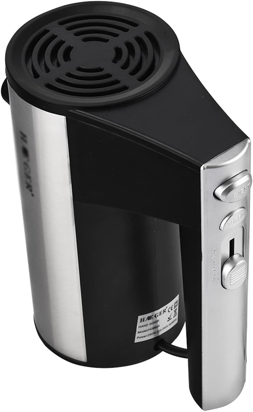 Black and silver handheld device with a fan-like top on a white background