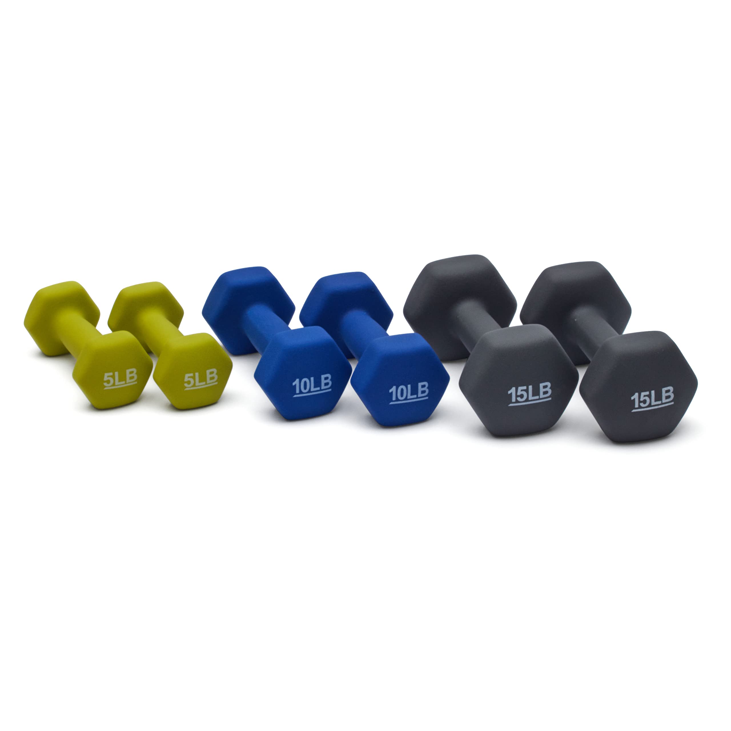 Amazon Basics Neoprene Dumbbell Hand Weights, 5 Pounds, Pair, Green