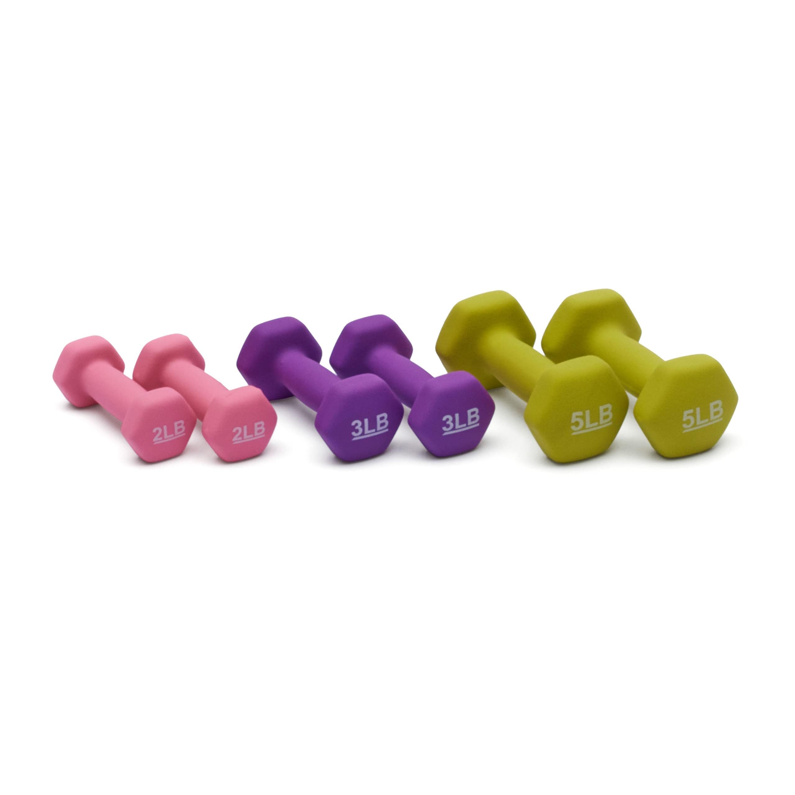 Amazon Basics Neoprene Dumbbell Hand Weights, 5 Pounds, Pair, Green