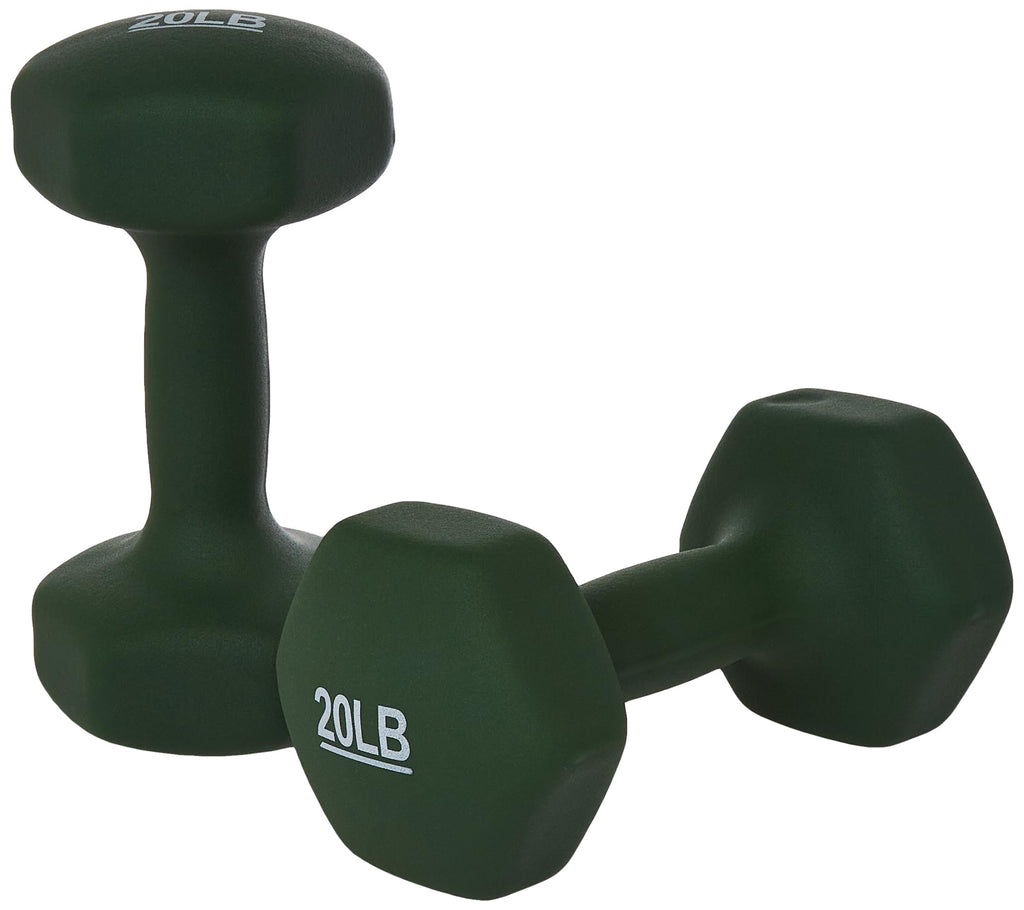 Amazon Basics Neoprene Dumbbell Hand Weights, 5 Pounds, Pair, Green