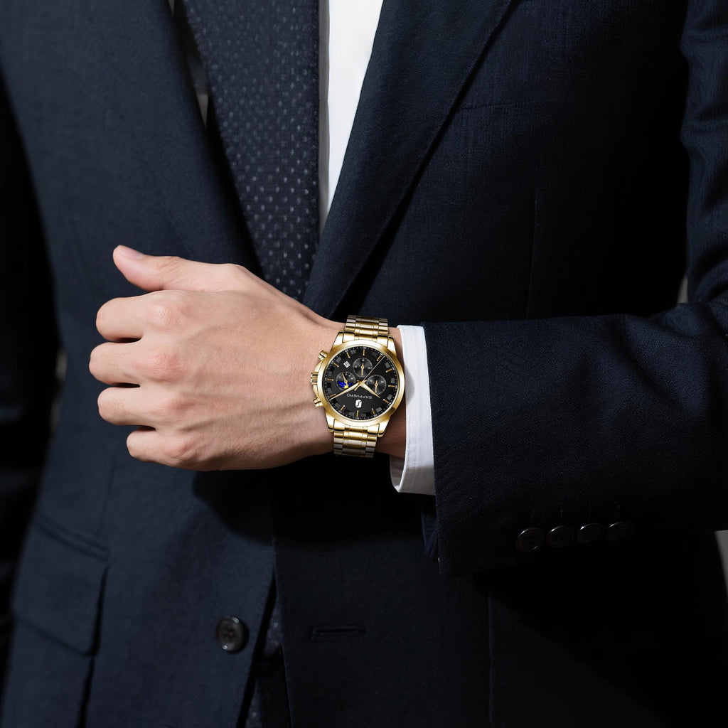 BENYAR Men's Watches Analog Quartz Chronograph Waterproof Stainless Steel Wrist Watches for Men Business Work Casual Sport Mens Dress Watch Unique Elegant Gifts for Men