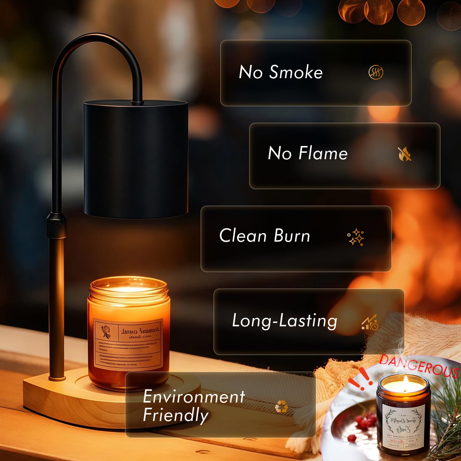 Gugsey Candle Warmer Lamp - Dimmable Candle Lamp with Timer, Flower Wax Warmer Lamp for Jar Candles, Adjustable Height Wax Melter for Gift Home Decor, Farmhouse (Green)