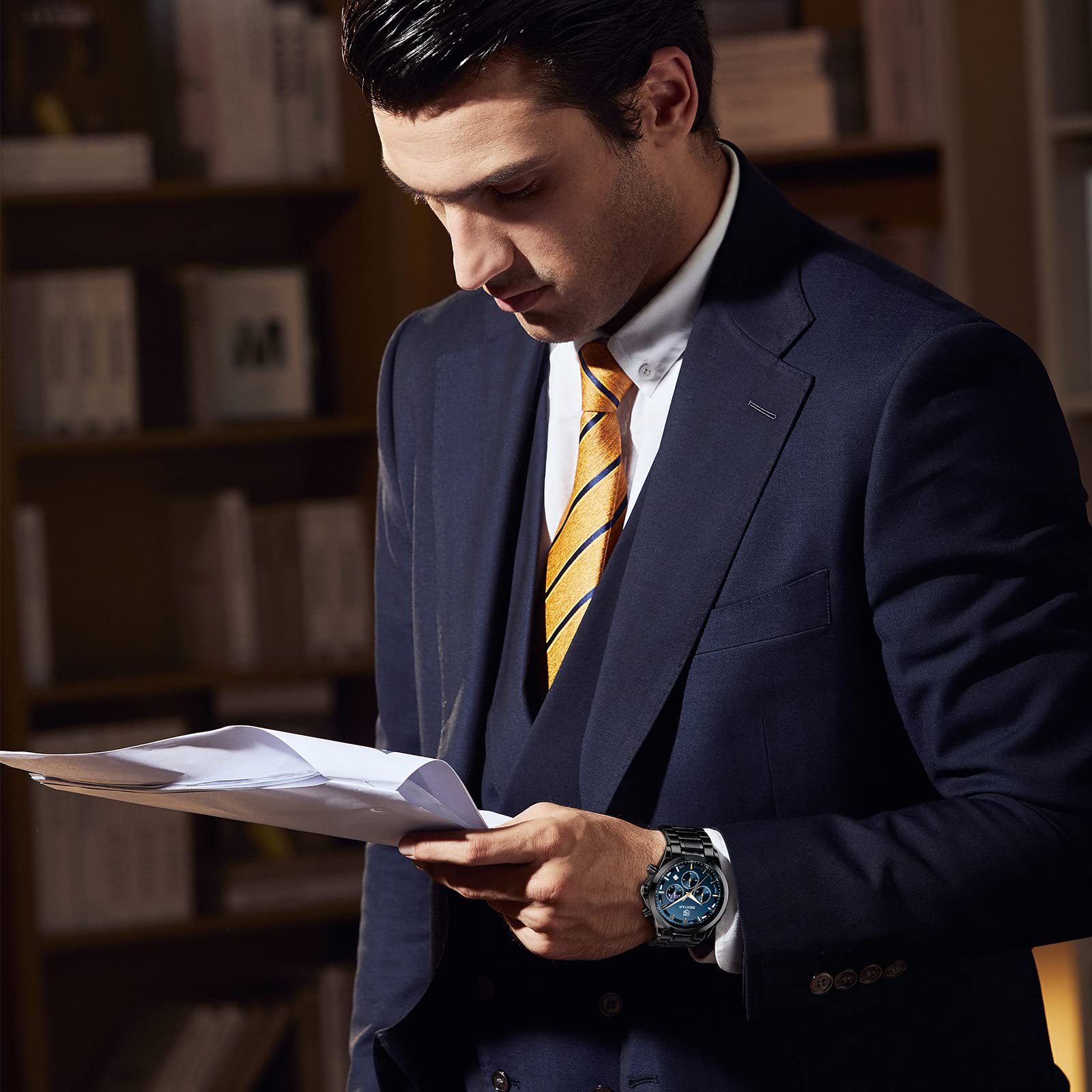 BENYAR Men's Watches Analog Quartz Chronograph Waterproof Stainless Steel Wrist Watches for Men Business Work Casual Sport Mens Dress Watch Unique Elegant Gifts for Men