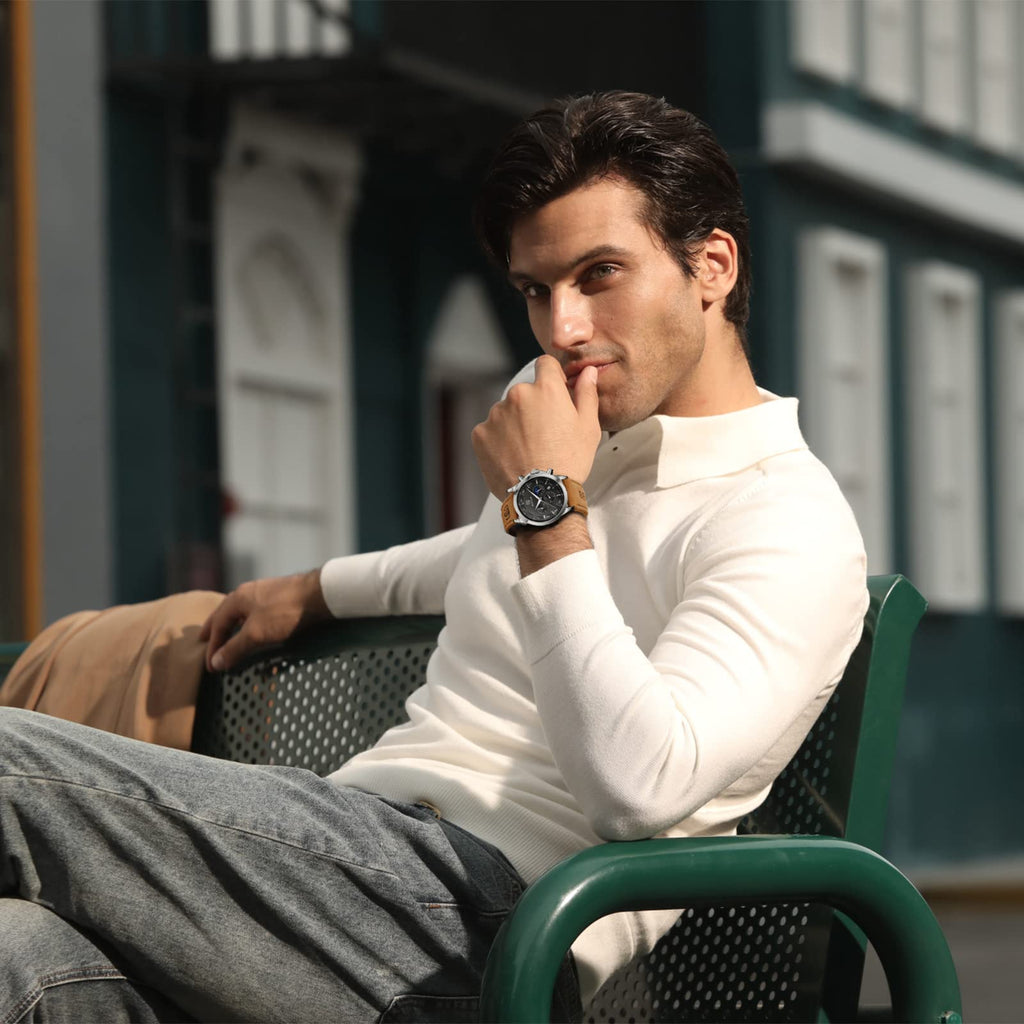 BENYAR Men's Watches Analog Quartz Chronograph Waterproof Stainless Steel Wrist Watches for Men Business Work Casual Sport Mens Dress Watch Unique Elegant Gifts for Men