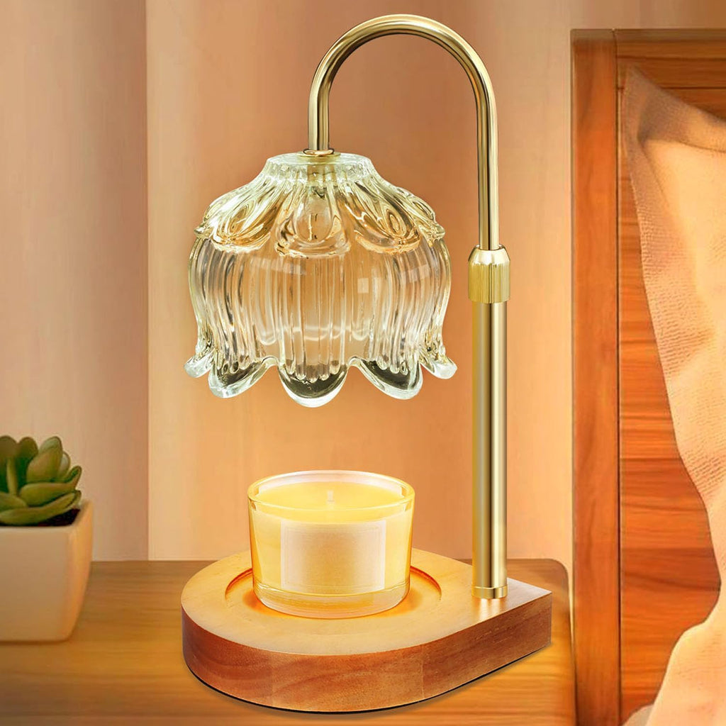 Gugsey Candle Warmer Lamp - Dimmable Candle Lamp with Timer, Flower Wax Warmer Lamp for Jar Candles, Adjustable Height Wax Melter for Gift Home Decor, Farmhouse (Green)