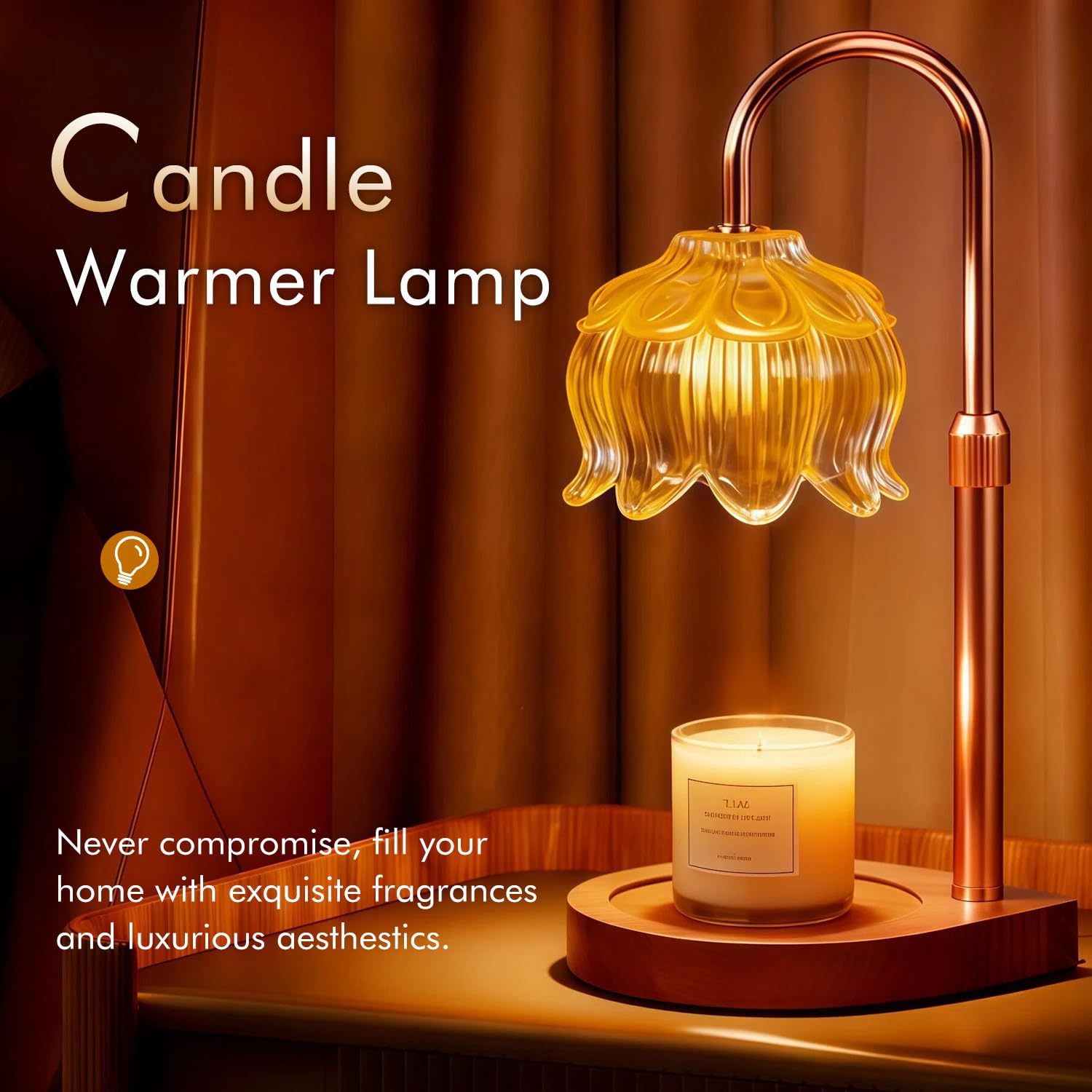 Gugsey Candle Warmer Lamp - Dimmable Candle Lamp with Timer, Flower Wax Warmer Lamp for Jar Candles, Adjustable Height Wax Melter for Gift Home Decor, Farmhouse (Green)