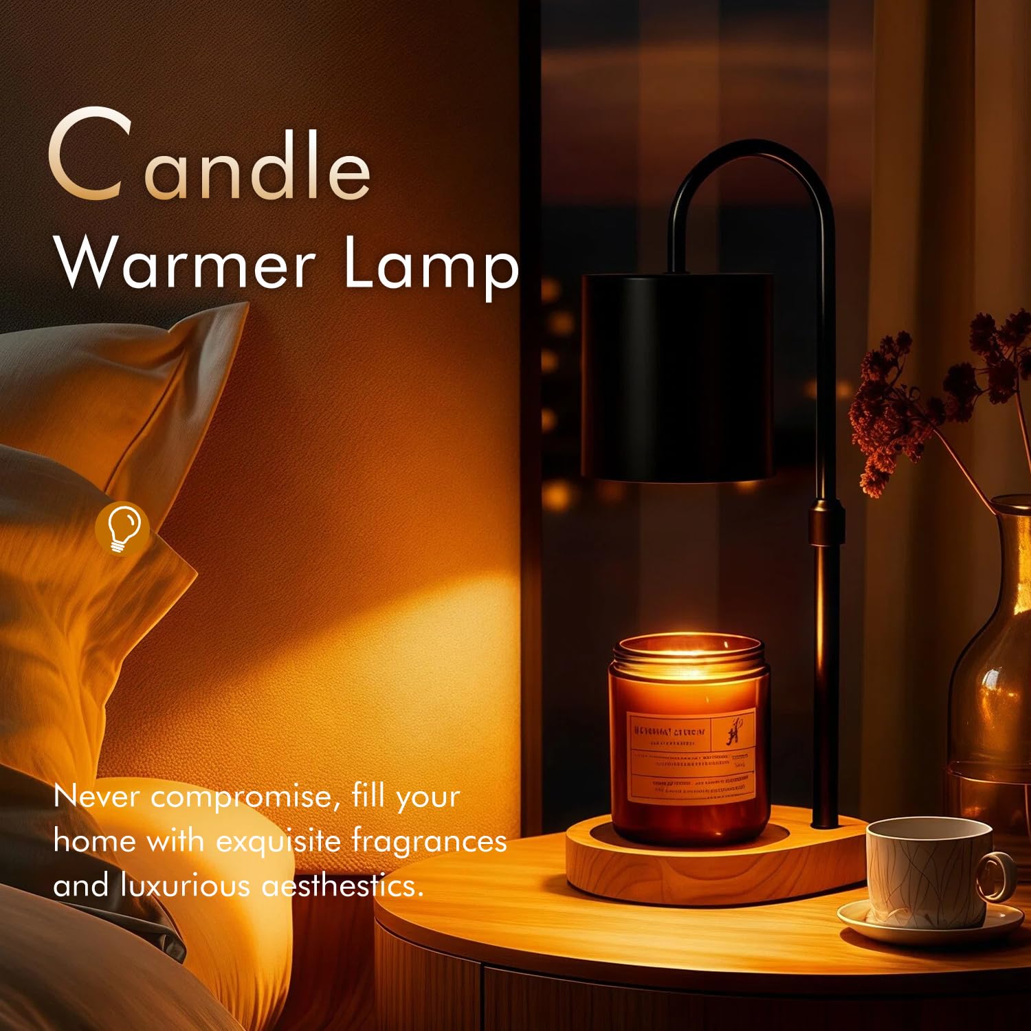 Gugsey Candle Warmer Lamp - Dimmable Candle Lamp with Timer, Flower Wax Warmer Lamp for Jar Candles, Adjustable Height Wax Melter for Gift Home Decor, Farmhouse (Green)