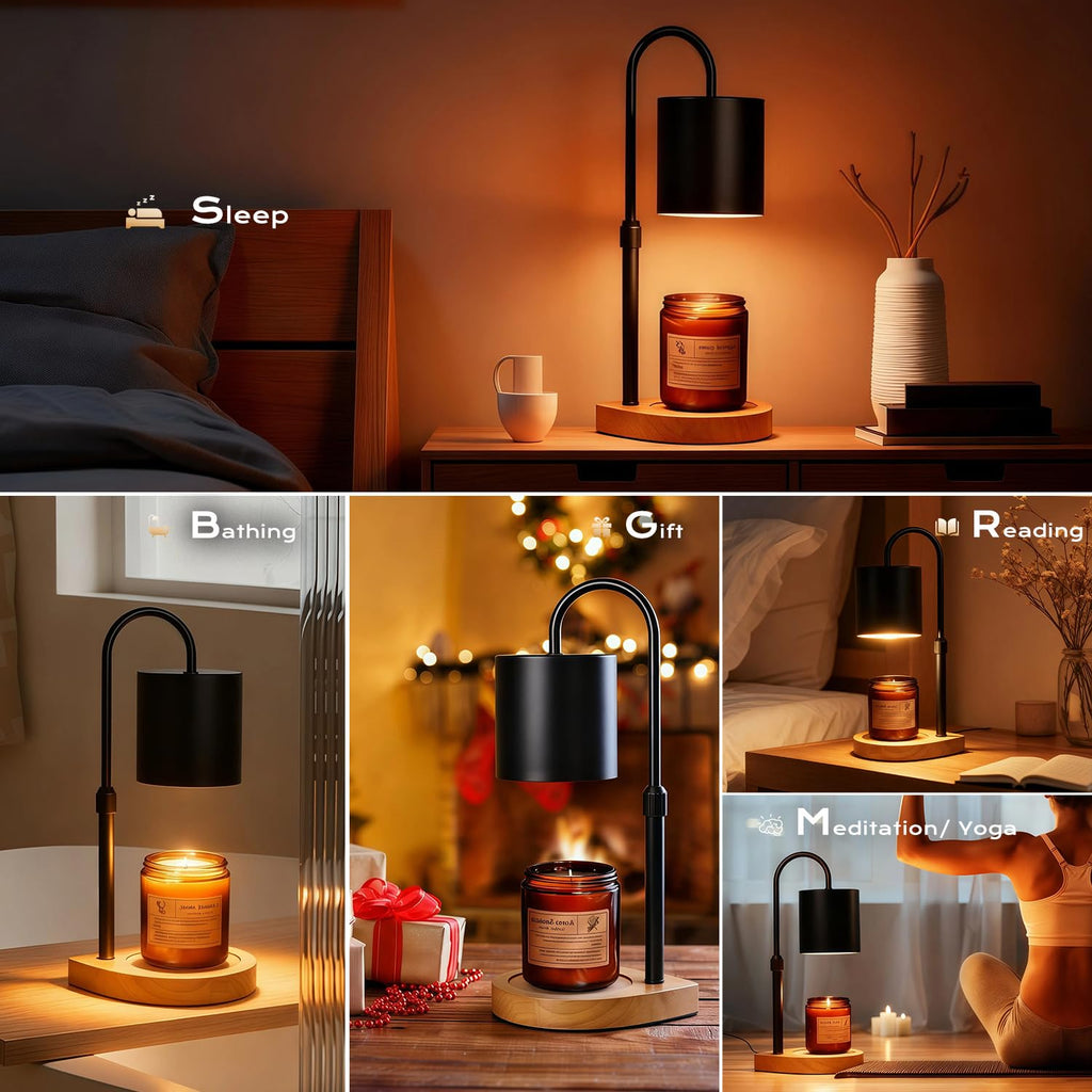 Gugsey Candle Warmer Lamp - Dimmable Candle Lamp with Timer, Flower Wax Warmer Lamp for Jar Candles, Adjustable Height Wax Melter for Gift Home Decor, Farmhouse (Green)