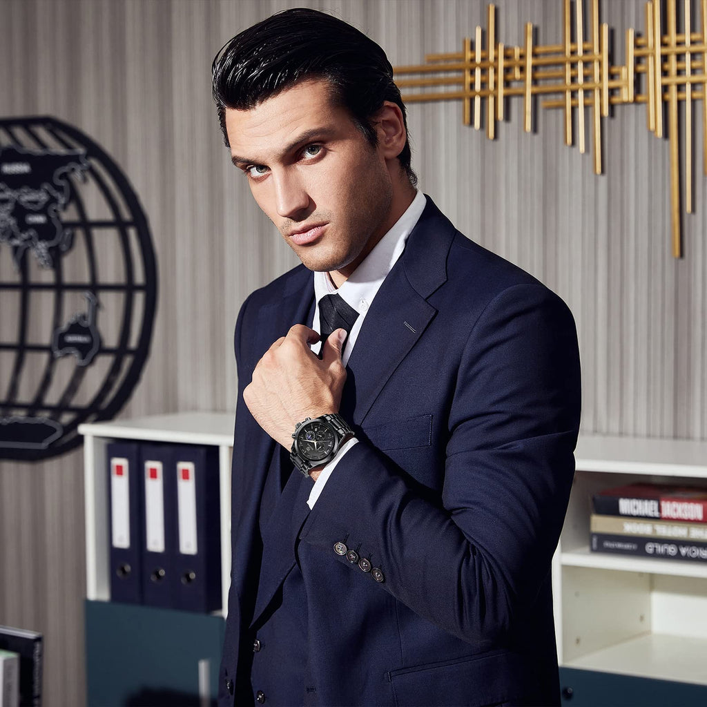 BENYAR Men's Watches Analog Quartz Chronograph Waterproof Stainless Steel Wrist Watches for Men Business Work Casual Sport Mens Dress Watch Unique Elegant Gifts for Men