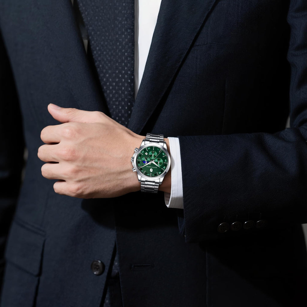 BENYAR Men's Watches Analog Quartz Chronograph Waterproof Stainless Steel Wrist Watches for Men Business Work Casual Sport Mens Dress Watch Unique Elegant Gifts for Men