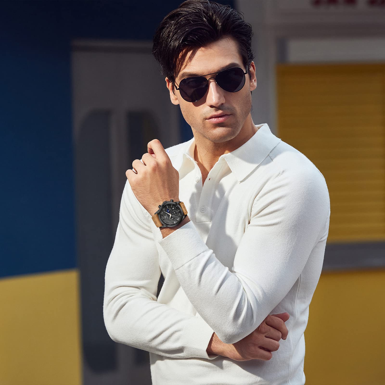 BENYAR Men's Watches Analog Quartz Chronograph Waterproof Stainless Steel Wrist Watches for Men Business Work Casual Sport Mens Dress Watch Unique Elegant Gifts for Men