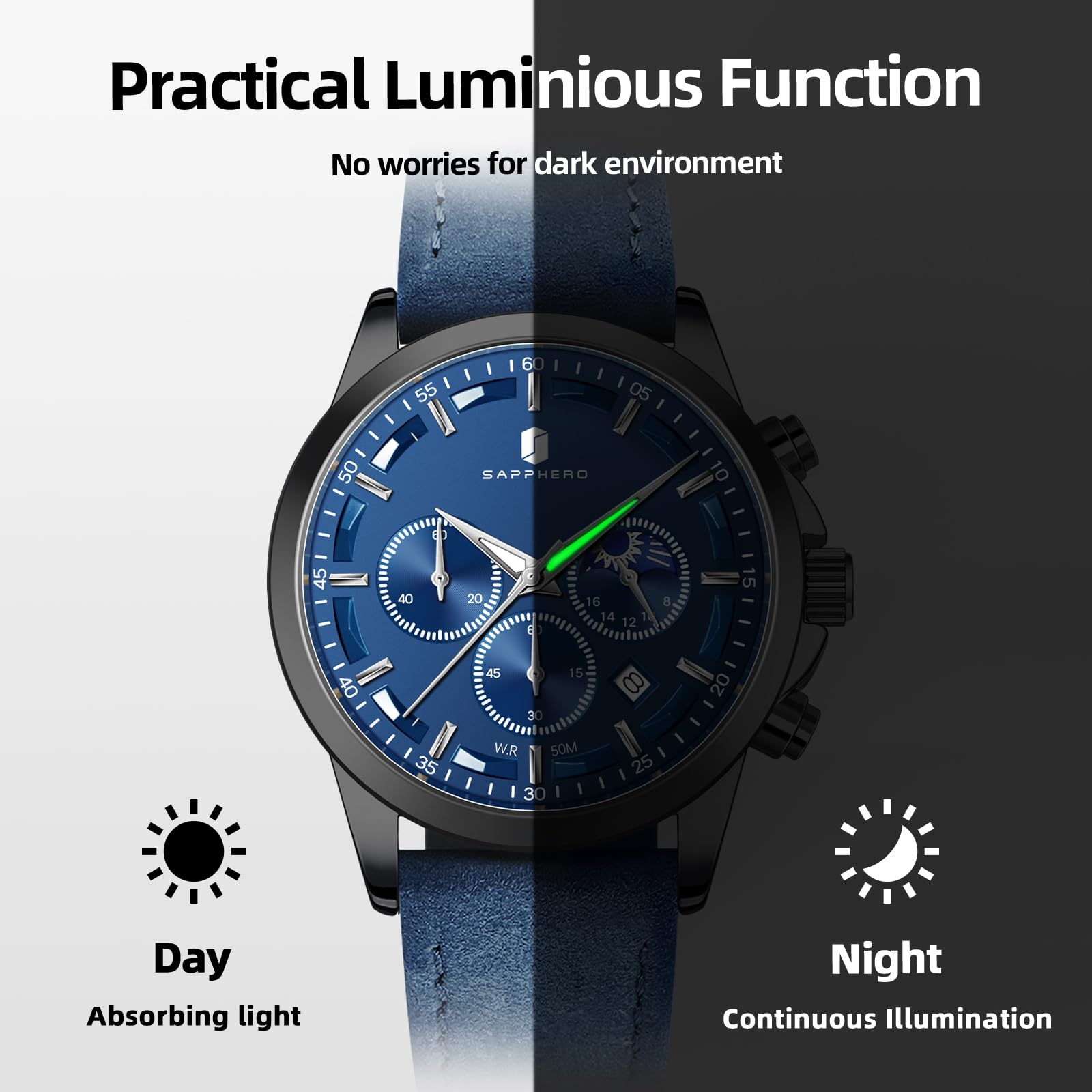 BENYAR Men's Watches Analog Quartz Chronograph Waterproof Stainless Steel Wrist Watches for Men Business Work Casual Sport Mens Dress Watch Unique Elegant Gifts for Men