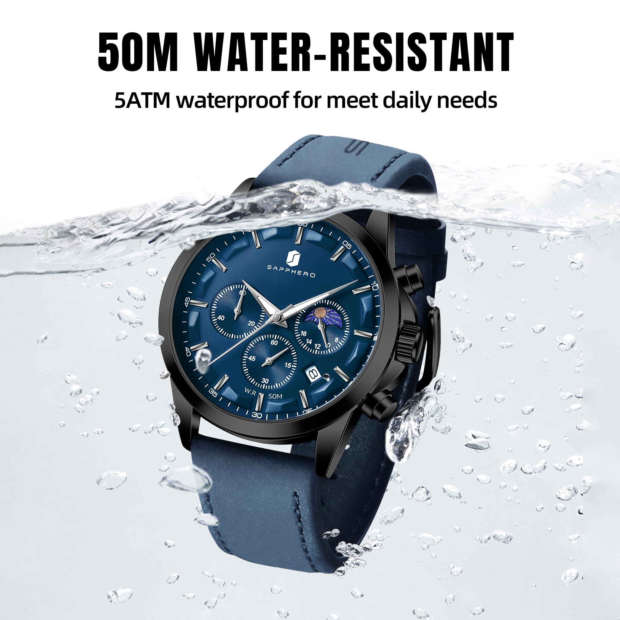 BENYAR Men's Watches Analog Quartz Chronograph Waterproof Stainless Steel Wrist Watches for Men Business Work Casual Sport Mens Dress Watch Unique Elegant Gifts for Men