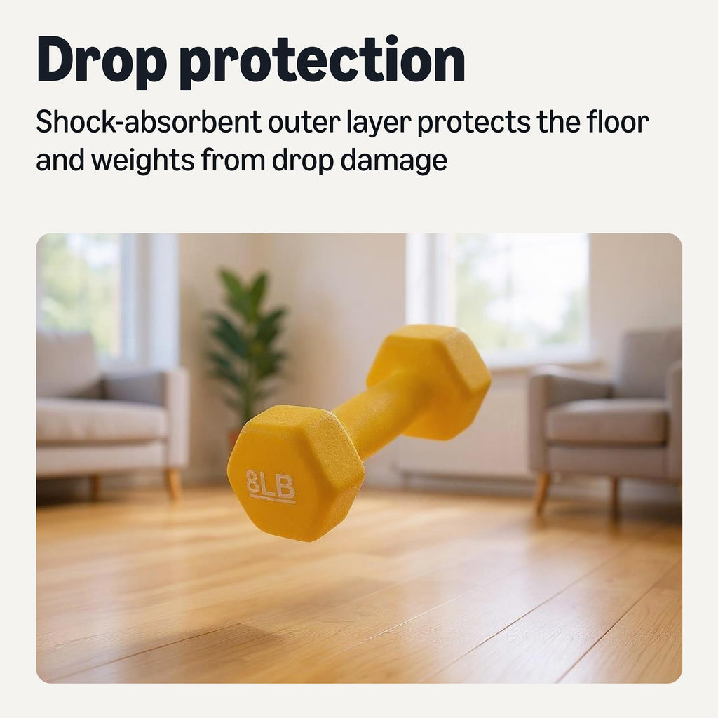 Amazon Basics Neoprene Dumbbell Hand Weights, 5 Pounds, Pair, Green