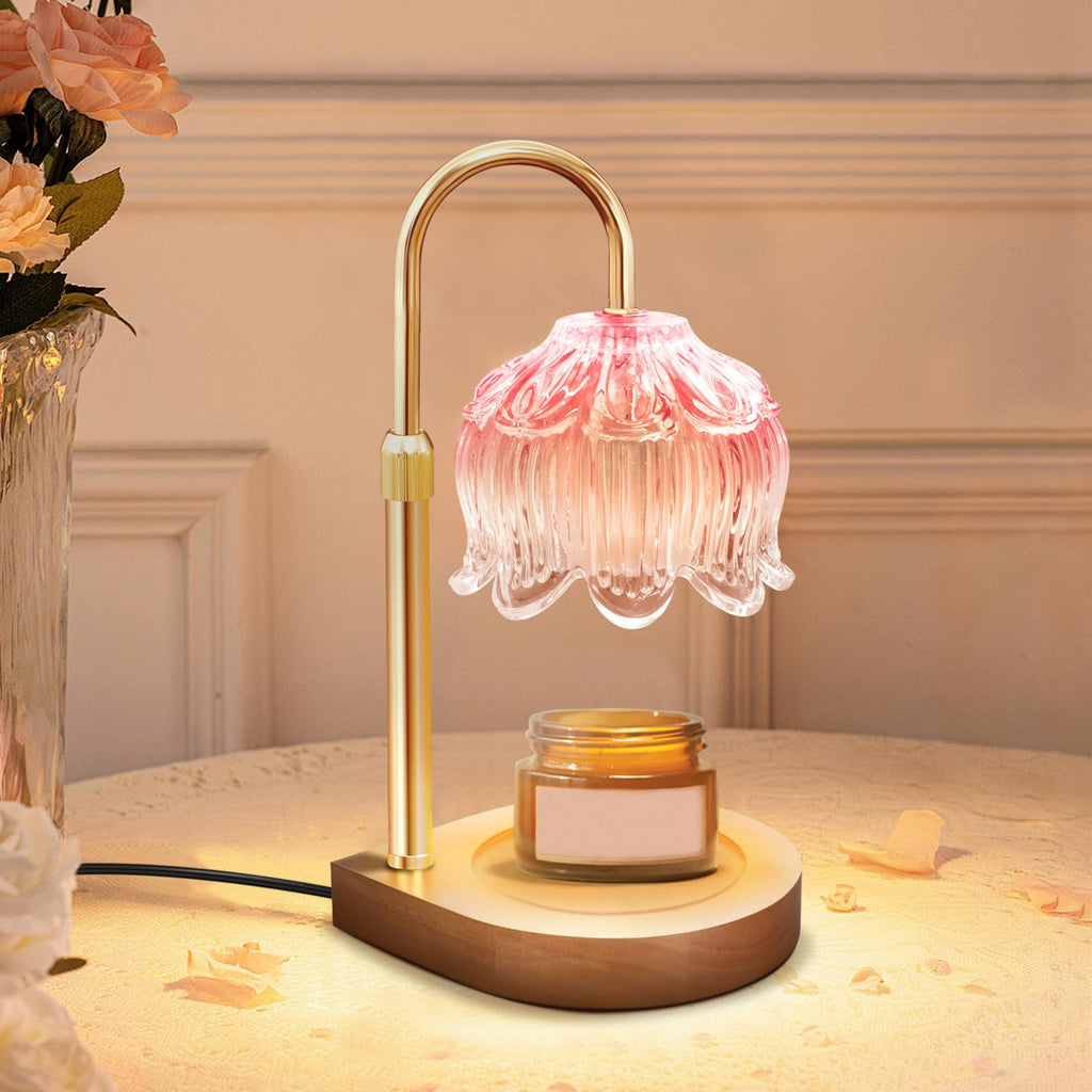 Gugsey Candle Warmer Lamp - Dimmable Candle Lamp with Timer, Flower Wax Warmer Lamp for Jar Candles, Adjustable Height Wax Melter for Gift Home Decor, Farmhouse (Green)