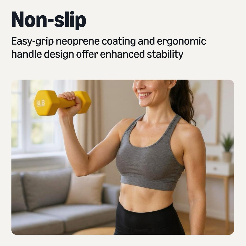 Amazon Basics Neoprene Dumbbell Hand Weights, 5 Pounds, Pair, Green