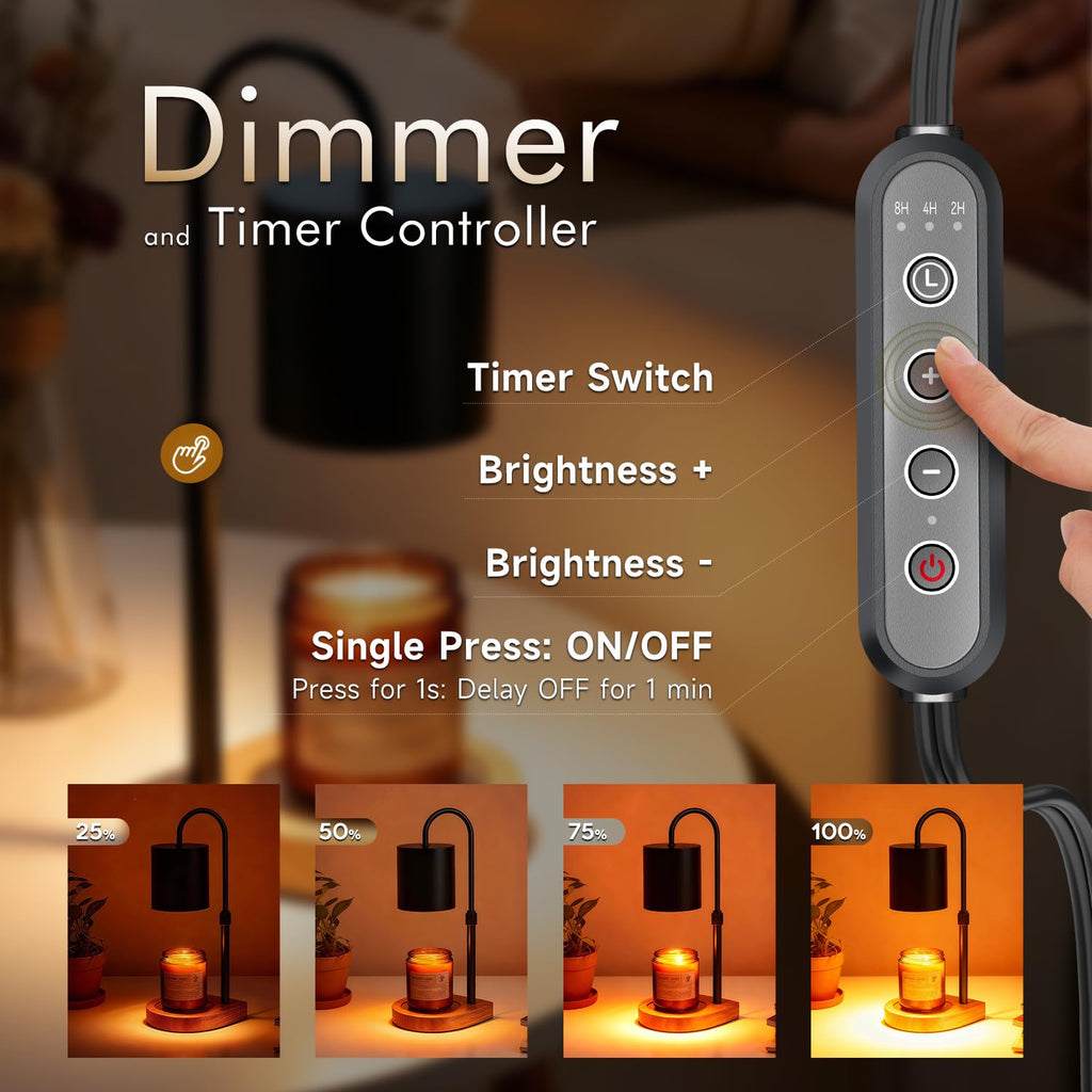 Gugsey Candle Warmer Lamp - Dimmable Candle Lamp with Timer, Flower Wax Warmer Lamp for Jar Candles, Adjustable Height Wax Melter for Gift Home Decor, Farmhouse (Green)