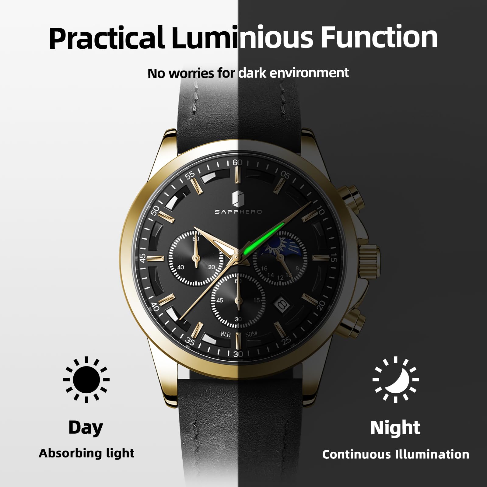 BENYAR Men's Watches Analog Quartz Chronograph Waterproof Stainless Steel Wrist Watches for Men Business Work Casual Sport Mens Dress Watch Unique Elegant Gifts for Men