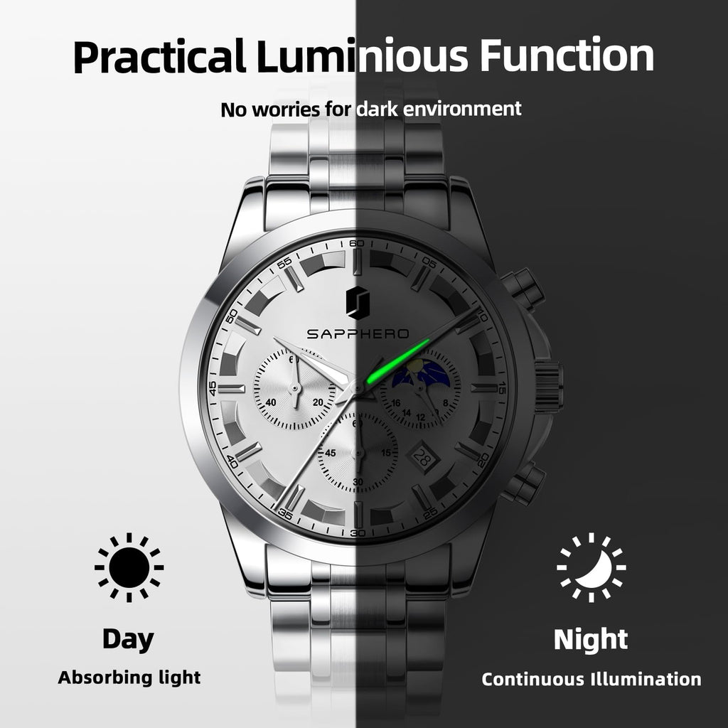 BENYAR Men's Watches Analog Quartz Chronograph Waterproof Stainless Steel Wrist Watches for Men Business Work Casual Sport Mens Dress Watch Unique Elegant Gifts for Men