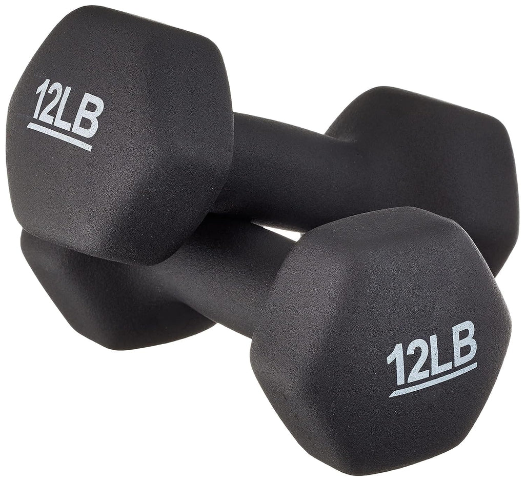Amazon Basics Neoprene Dumbbell Hand Weights, 5 Pounds, Pair, Green