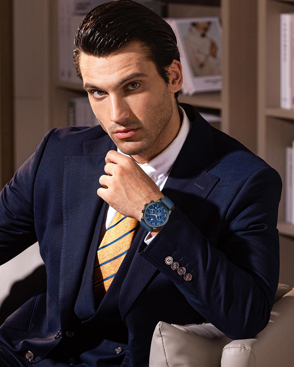 BENYAR Men's Watches Analog Quartz Chronograph Waterproof Stainless Steel Wrist Watches for Men Business Work Casual Sport Mens Dress Watch Unique Elegant Gifts for Men