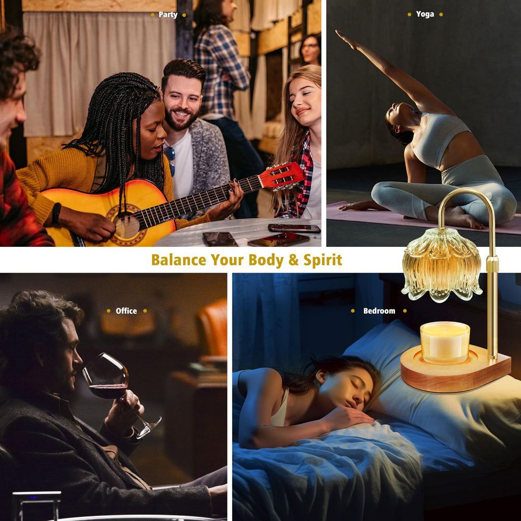 Gugsey Candle Warmer Lamp - Dimmable Candle Lamp with Timer, Flower Wax Warmer Lamp for Jar Candles, Adjustable Height Wax Melter for Gift Home Decor, Farmhouse (Green)