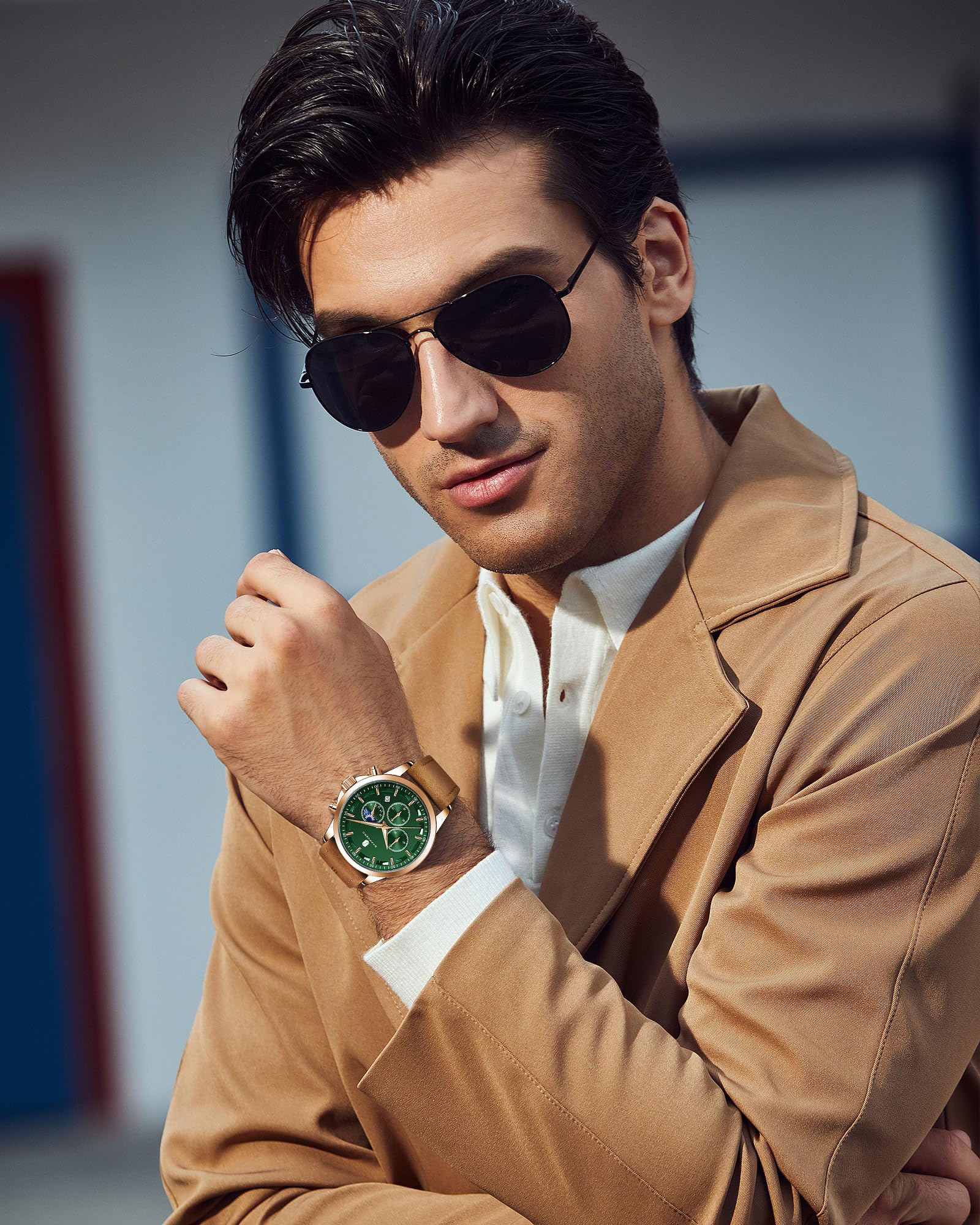 BENYAR Men's Watches Analog Quartz Chronograph Waterproof Stainless Steel Wrist Watches for Men Business Work Casual Sport Mens Dress Watch Unique Elegant Gifts for Men