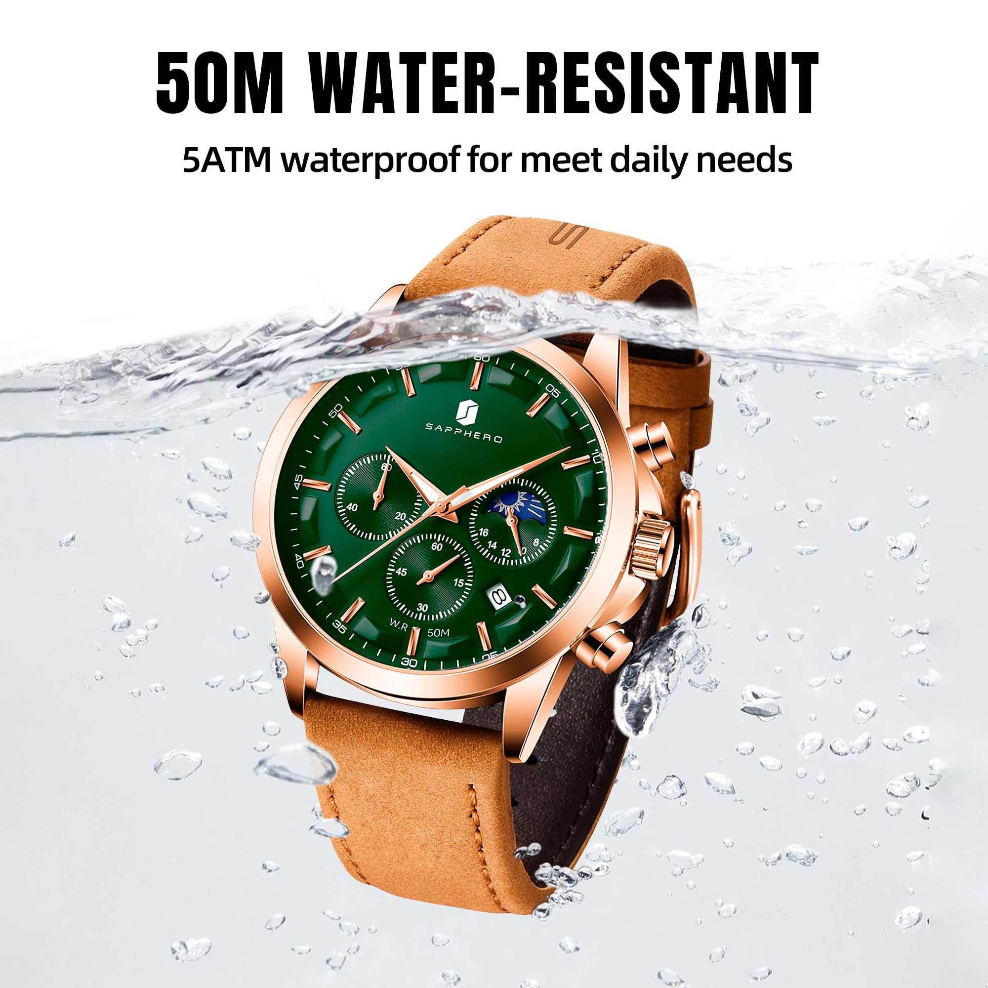 BENYAR Men's Watches Analog Quartz Chronograph Waterproof Stainless Steel Wrist Watches for Men Business Work Casual Sport Mens Dress Watch Unique Elegant Gifts for Men