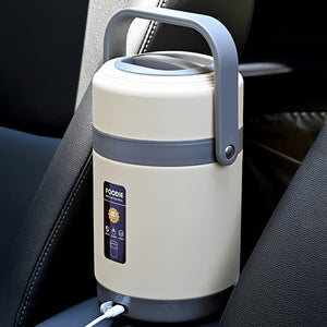 Portable electric heater with USB cable on a car seat